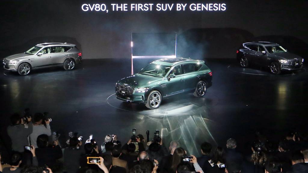 현대자동차그룹 고급 브랜드 제네시스가 지난 15일 오전 경기 고양시 킨텍스에서 'GV80' 출시 행사를 열고 있다. /사진=김창현 기자