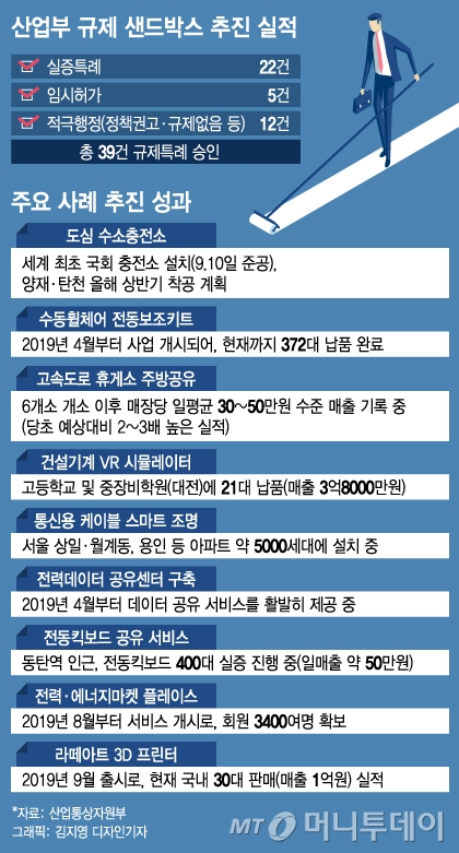 산업통상자원부 규제샌드박스 추진 실적 및 주요 사례 추진 성과./그래픽=김지영 디자인기자