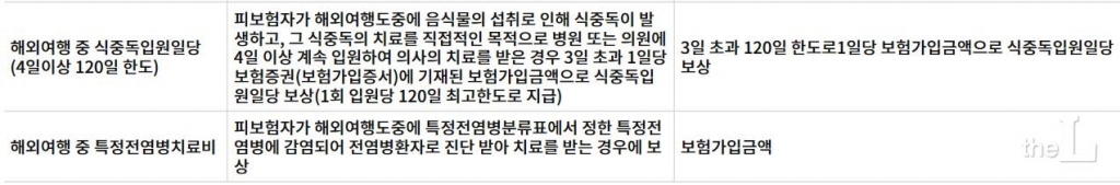 해외여행자보험 상품 약관/출처=보험사 홈피