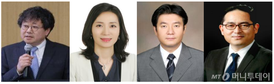 KGCI, 조현아 전 대한항공 부사장, 반도건설 등 3자 연합은 13일 사내이사 및 사외이사 후보군으로 4명씩 총 8명을 선임할 것을 제안하는 주주제안서를 한진칼에 발송했다고 밝혔다. 사진은 이번에 사외이사 후보로 제안된 서윤석 이화여대 교수, 여은정 중앙대 교수, 이형석 수원대 교수, 구본주 법무법인 사람과사람 변호사 / 사진제공 = 3자 연합