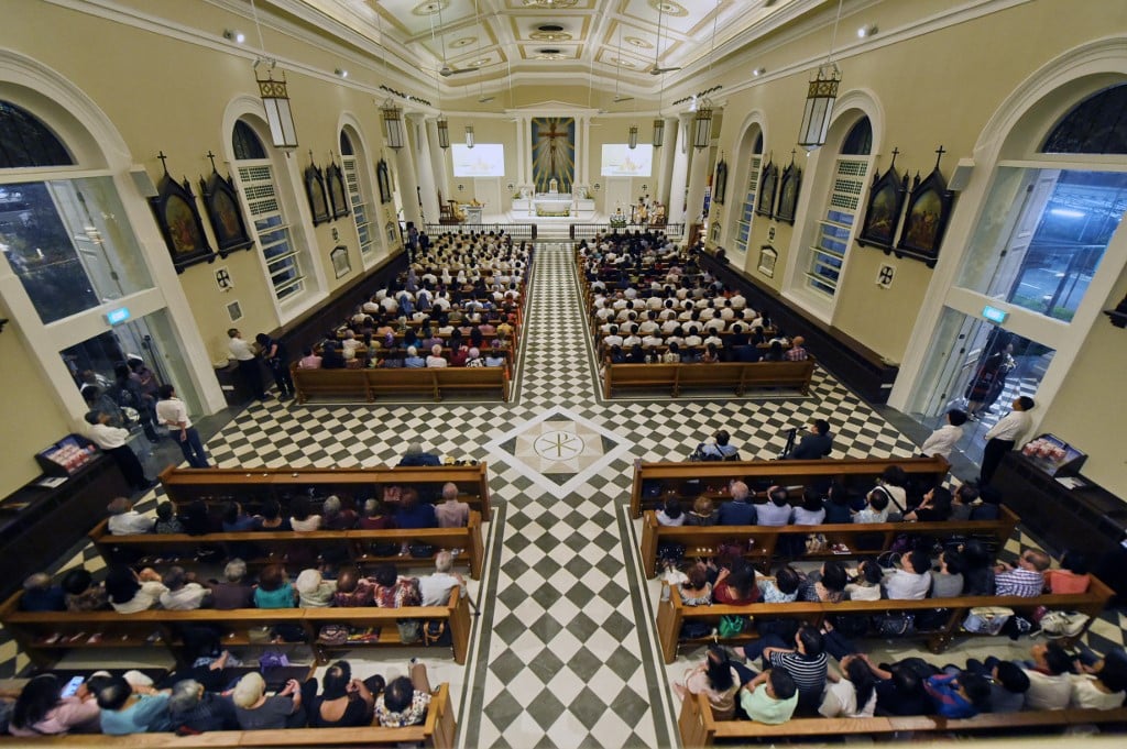 싱가포르 천주교 교회 예배당 모습. /AFPBBNews=뉴스1