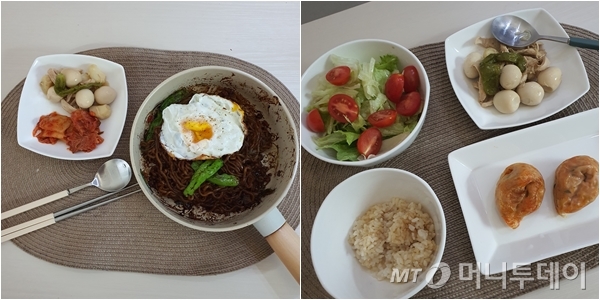 코로나19 확산이 계속되면서 재택근무를 시작한 직장인 김모씨(25)가 최근에 만든 음식 모습./사진=독자 제공