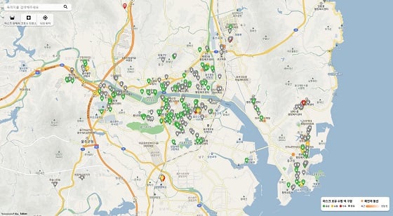 학생들이 제작한 울산 전용 코로나맵 화면/사진=UNIST