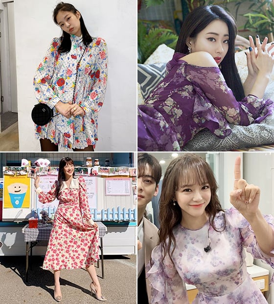 (왼쪽부터 시계 방향으로) 그룹 블랙핑크 제니, 가수 경리, 그룹 구구단 세정, 그룹 레드벨벳 조이/사진=각 스타 인스타그램