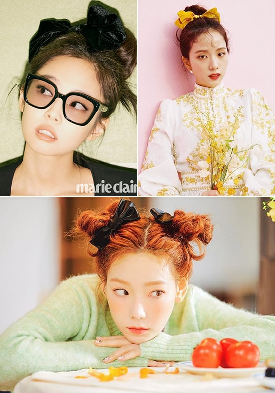 (왼쪽부터 시계 방향으로) 그룹 블랙핑크 제니, 지수, 태연/사진=마리끌레르, 각 스타 인스타그램