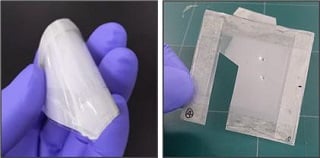 콜드체인 안심 스티커는 얇고 유연해 어디에든 부착할 수 있다. 또한 가위로 스티커의 일부를 잘라내도 정상적으로 작동한다/사진=화학연