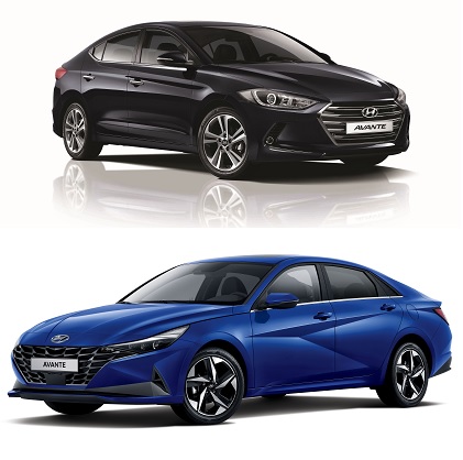 6세대 아반떼(사진 위)와 7세대 신형 아반떼 모습. /사진제공=현대차
