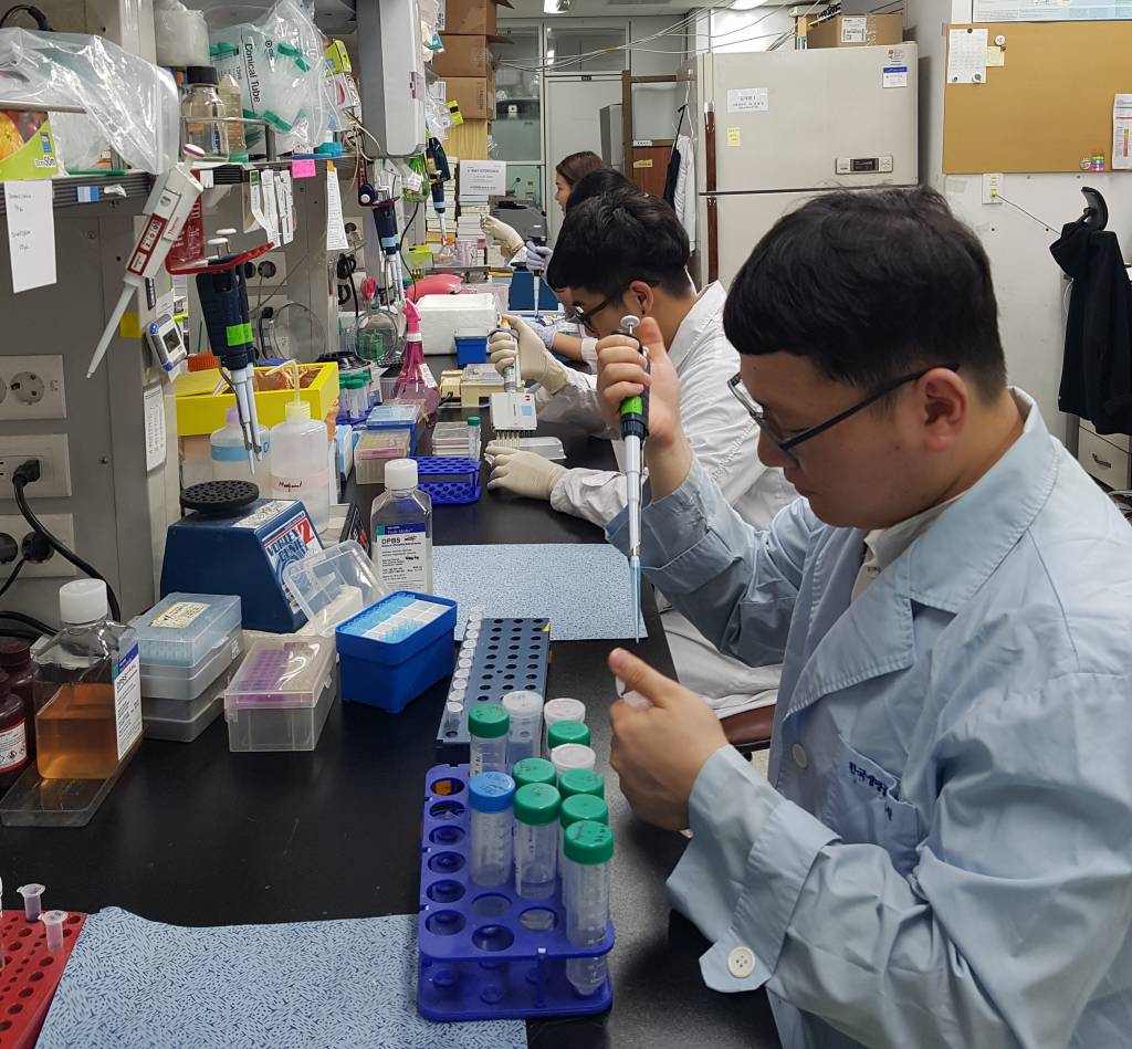 엔지켐생명과학 연구진이 대전에 위치한 회사 연구소에서 신약 개발에 전념하고 있다. /사진제공=엔지켐생명과학