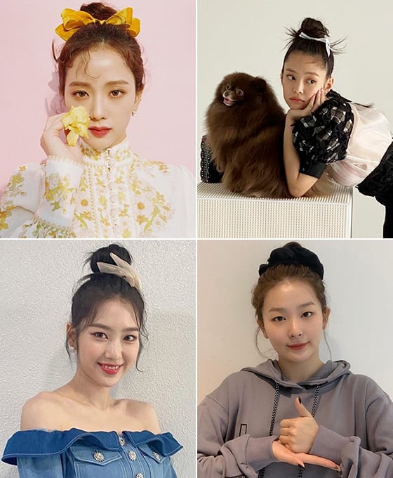 (왼쪽부터 시계 방향으로)그룹 블랙핑크 지수, 제니, 레드벨벳 슬기, 오마이걸 지호/사진=각 스타 인스타그램