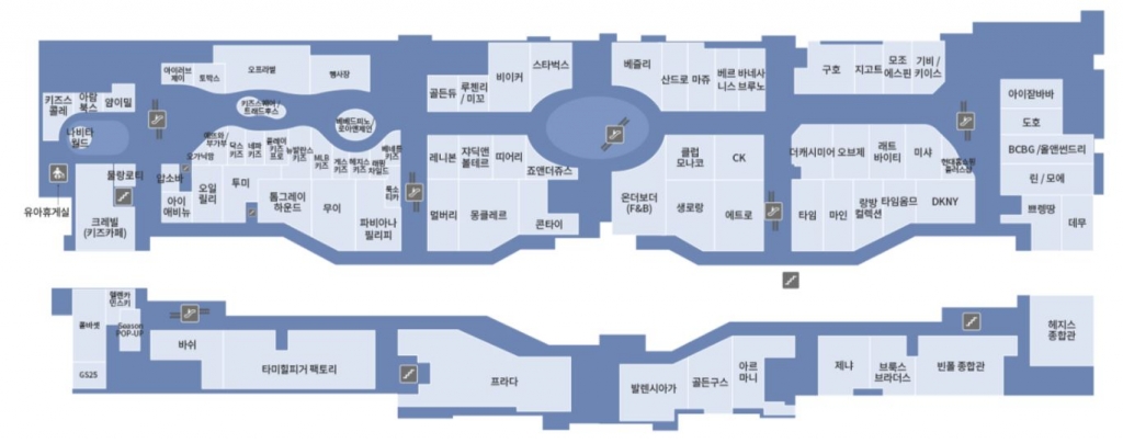 현대프리미엄아울렛 대전점 1층 브랜드 안내도