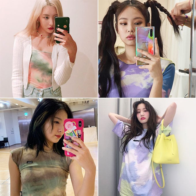 (왼쪽부터 시계 방향으로)가수 선미, 그룹 블랙핑크 제니, 배우 이유비, 그룹 레드벨벳 슬기/사진=각 스타 인스타그램