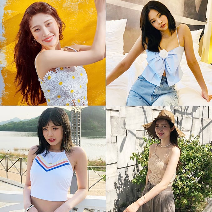 (왼쪽부터 시계 방향으로) 그룹 레드벨벳 조이, 블랙핑크 제니, 배우 차정원, 여자아이들 수진/사진=각 스타 인스타그램
