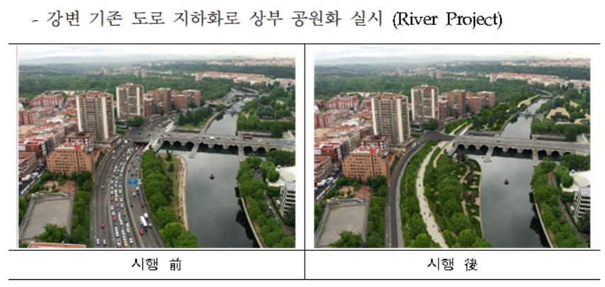 스페인 마드리드 M30 노선 지하화 프로젝트 전후 모습(사업기간 2004년∼2007년)/사진= 국토부