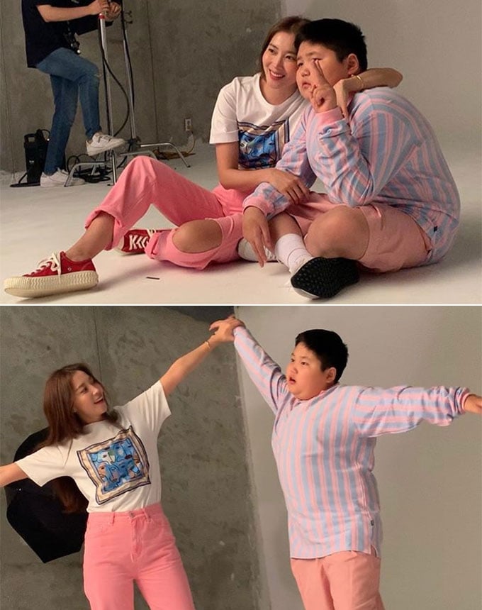 배우 오윤아, 그의 아들 송민/사진=오윤아 인스타그램