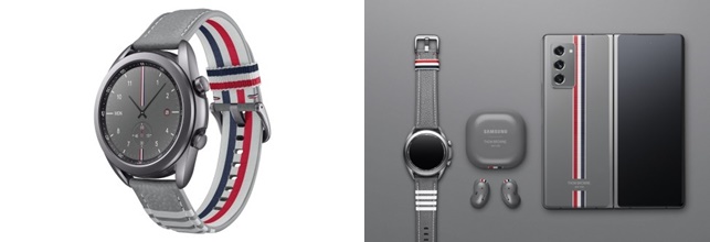 갤럭시Z폴드2 톰브라운 에디션의 시계와 갤럭시 버즈 등/사진=삼성전자