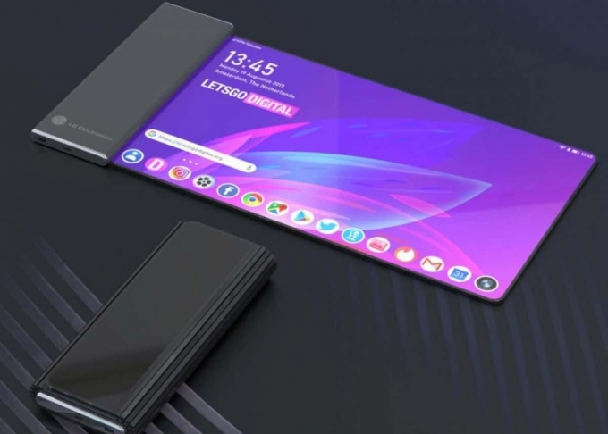 LG전자가 취득한 롤러블폰 관련 특허를 기반으로 제작된 렌더링 /사진=렛츠고디지털