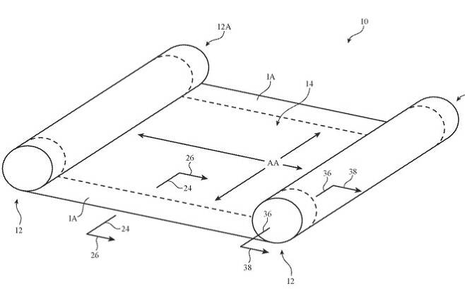 애플이 출원한 롤러블 아이폰 /사진=USPTO