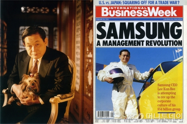 이건희 삼성전자 회장과 부인 홍라희 여사, 장녀 이부진 호텔신라 사장, 장남 이재용 사장 등이 2012년 7월29일 새벽(한국시간) 영국 런던 올림픽파크의 아쿠아틱스 센터에서 열린 2012 런던올림픽 남자 자유형 400ｍ 결승을 참관하기 위해 수영장을 찾아 건너편에 있는 지인과 인사하고 있다. /런던=올림픽사진공동취재단 / 사진=런던=올림픽사진공동취재단