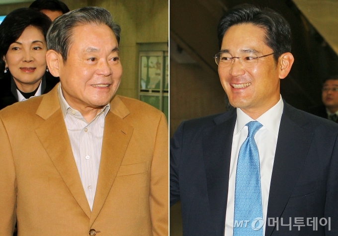 이재용 삼성전자 부회장이 25일 부친 이건희 삼성전자 회장이 별세한 삼성서울병원 장례식장에 자녀들과 함께 들어서고 있다. /사진=김휘선 기자