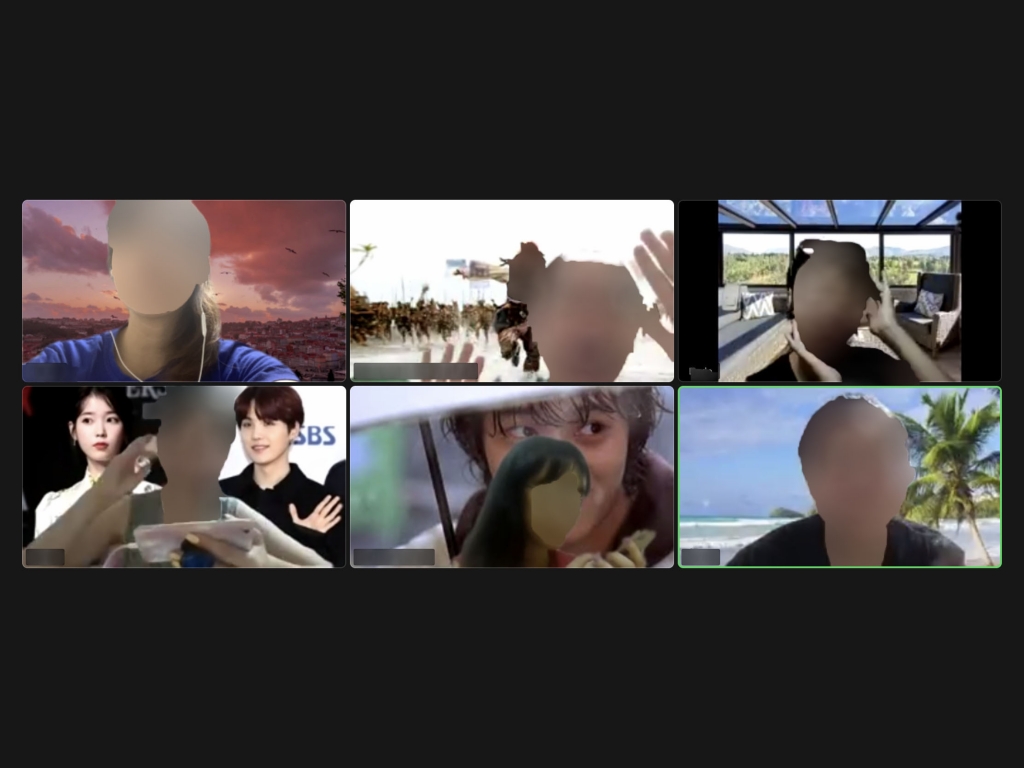 /사진= 김씨가 친구들과 '줌캉스'를 즐기는 모습. 얼굴은 모자이크 처리했다. /사진제공= 손민지 매니저