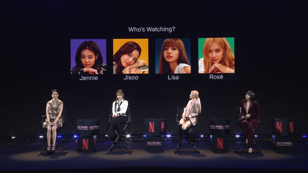 걸그룹 블랙핑크가 지난 13일 오후 온라인 생중계로 진행된 넷플릭스 '블랙핑크: 세상을 밝혀라' 간담회에서 질문에 답하고 있다. 블랙핑크는 K팝 걸그룹 최초로 미국 빌보드 '아티스트100' 차트 1위로 등극했다. /사진제공=넷플릭스