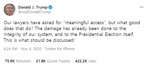 /사진=도널드 트럼프 미국 대통령 트위터 갈무리.