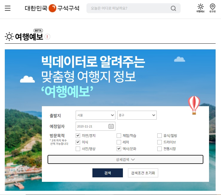 대한민국 구석구석에서 서비스 중인 여행예보. /사진=한국관광공사