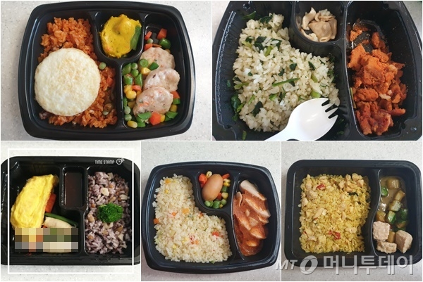 (왼쪽부터 시계방향)밀스원, 띵커바디, 맛있닭, 아임웰, 로드몰 언더299 다이어트 도시락 /사진=이영민 기자