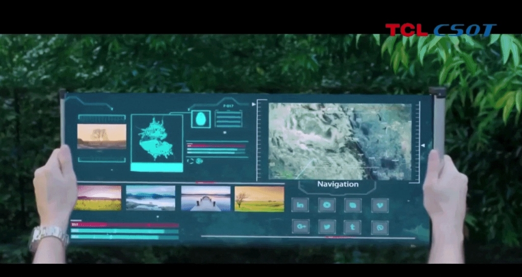 TCL이 세계 최초로 개발했다고 주장하는 '상소문 디스플레이'/사진=TCL CES 캡처
