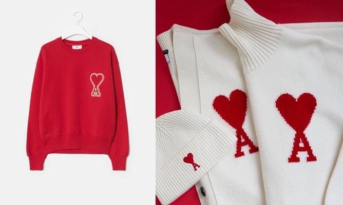 지난해 한국 패션시장에서 2030 소비자들에게 폭발적 인기를 끈 아미(AMI). 아미의 스웨트셔츠(왼쪽) 이미지/사진=SSF샵