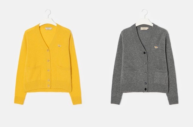 작은 여우 로고로 국내에서 인기를 끌고 있는 메종키츠네의 카디건 이미지/사진=SSF샵