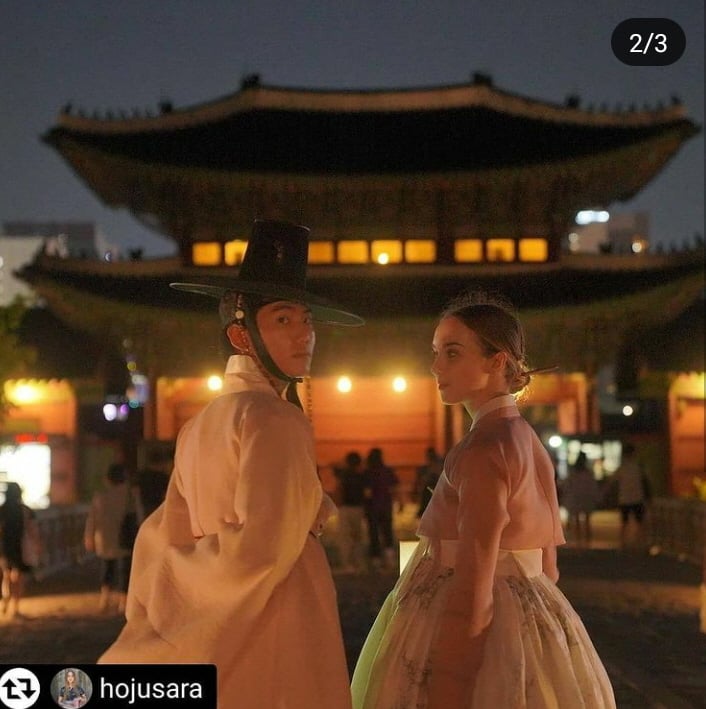 doinghanbok 캠페인 3등 수상자 인플루언서 호주사라(오른쪽)과 타이니팁/사진=doinghanbok 인스타그램