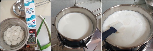우유 떡국 재료와 조리 과정 /사진=이영민 기자