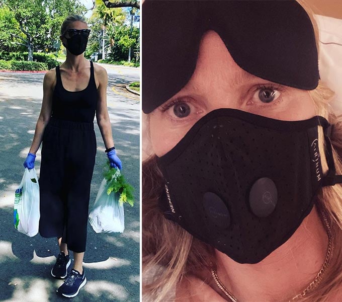 '코로나19' 감염 방지를 위해 마스크와 장갑을 착용한 할리우드 배우 기네스 펠트로/사진=기네스 펠트로 인스타그램