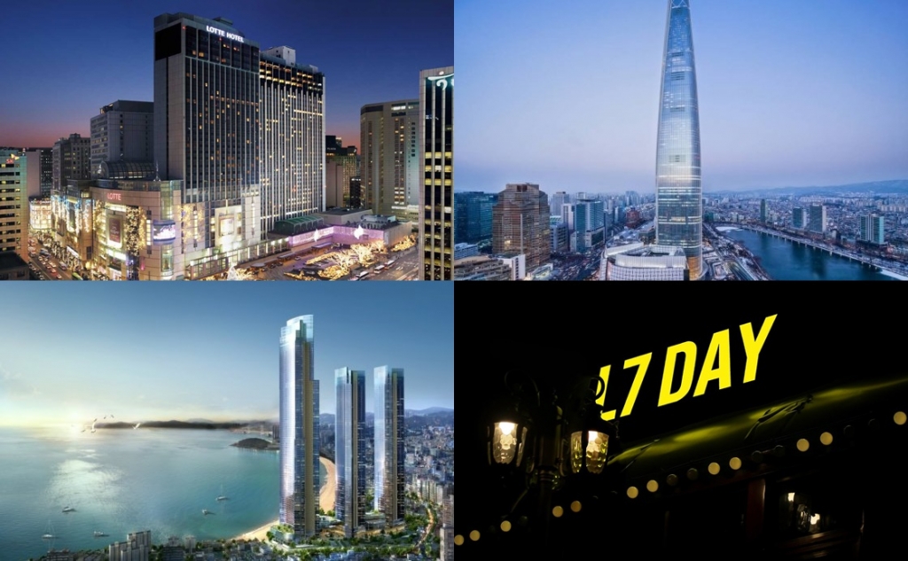 왼쪽 위부터 시계방향으로 롯데호텔 서울, 시그니엘 서울, L7 강남, 시그니엘 부산. /사진=롯데호텔