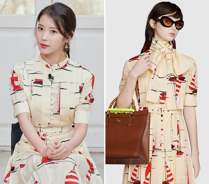 가수 겸 배우 아이유/사진=tvN '유 퀴즈 온 더 블럭' 공식 인스타그램, 구찌(Gucci)