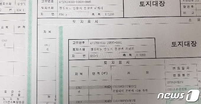 유네스코 세계문화유산에 등재된 안동 하회마을 입구 전동카트 대여점 토지대장 © News1 김대벽 기자