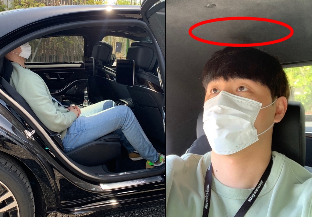 더 뉴 S 580 4MATIC의 뒷좌석 머리 공간/사진=이강준 기자