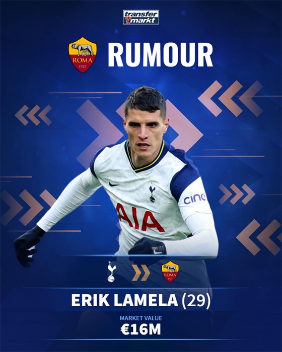 AS로마 이적설이 제기된 에릭 라멜라. /사진=독일 트랜스퍼마르크트 캡처