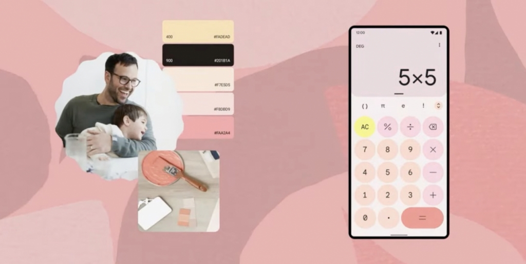 안드로이드 12에는 사용자가 선택한 배경화면 색상에 맞춰 전체 테마 색상이 자동으로 바뀐다. /사진=구글