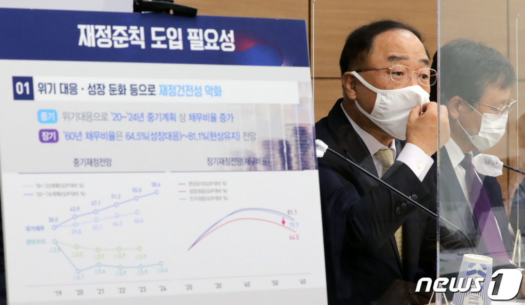 홍남기 부총리 겸 기획재정부 장관이 지난해 10월 정부세종청사에서 '한국형 재정준칙' 도입 추진 브리핑을 하고 있다.   /사진=뉴스1