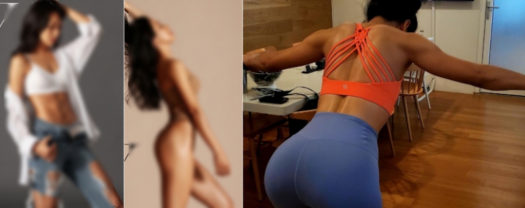 자영업자 이모씨의 바디프로필 사진(왼쪽 2개)과 준비 과정 모습./사진=독자제공