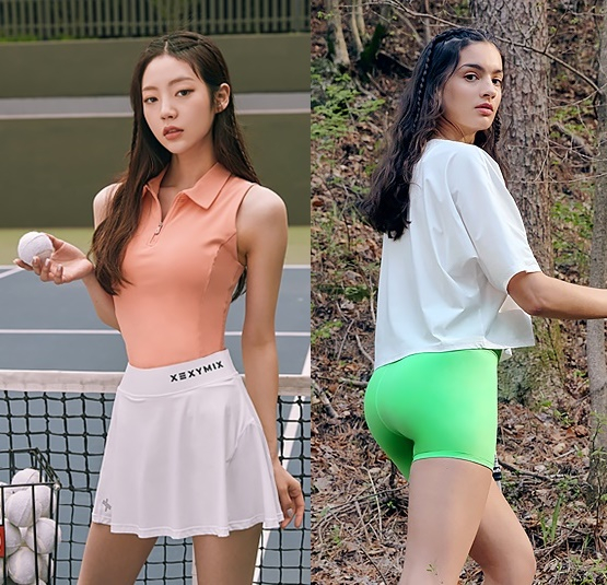 (왼쪽)젝시믹스의 테니스 의류 (오른쪽) 젝시믹스 바이커 쇼츠/사진=젝시믹스 