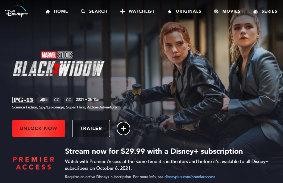 디즈니플러스의 '블랙 위도우' /사진=디즈니플러스 캡쳐