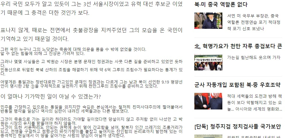 국가보안법 위반 혐의가 제기된 대표가 발행했던 모지역 인터넷신문에 2020년12월 올라온 기고문. 현재 홈페이지는 폐쇄돼 있다. /사진=머니투데이 더300(the300) 