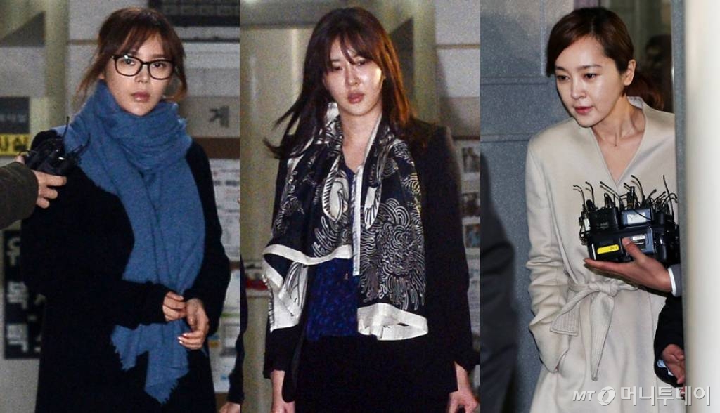 배우 이승연, 박시연, 장미인애가 프로포폴 불법 투약 혐의로 25일 오전 서초구 서초동 서울중앙지방법원에서 열리는 첫 공판에 출석하고 있다. /사진=이기범 기자 leekb@