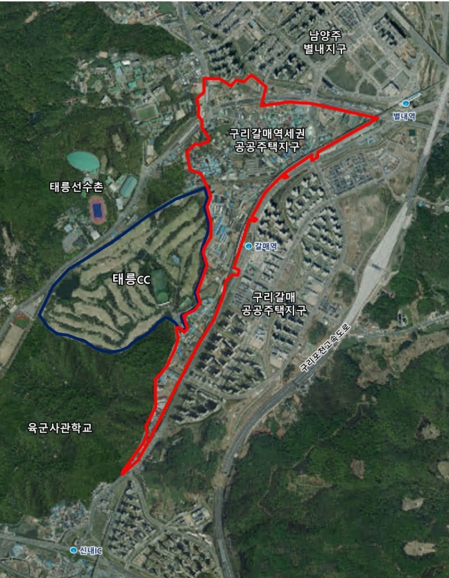 태릉골프장 부지와 인접한 구리갈매역세권 공공주택부지 위치도. /사진제공=국토교통부