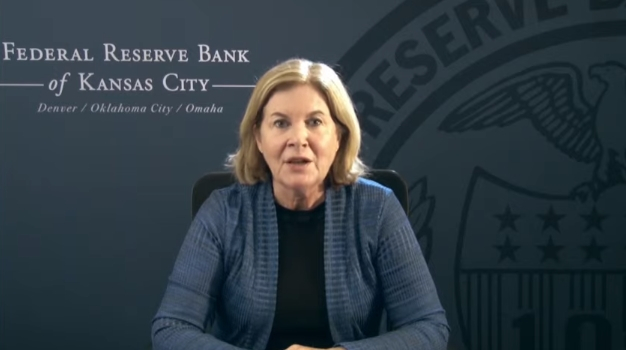 에스더 조지 캔자스시티 연은 총재가 27일(현지시간) 잭슨홀 미팅의 환영사를 하고 있다. /사진=캔자스시티 연은 유튜브 캡쳐