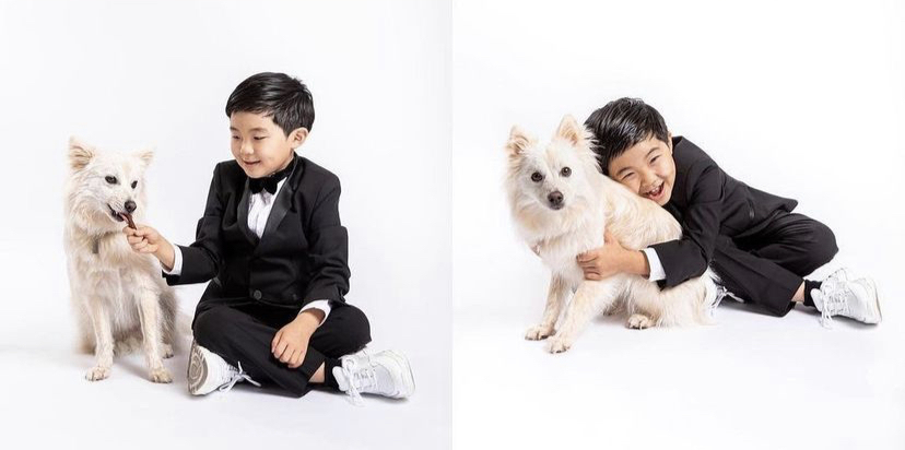 유기견이었던 크림이랑, 크림이의 좋은 형이 된, 영화 '미나리'에 출연한 앨런킴의 사진./사진=앨런킴네 제공