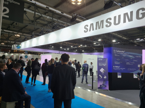 9일(현지시간) 이탈리아 밀라노에서 열린 CPhI 2021 삼성바이오로직스 부스 전경. /사진=정기종 기자